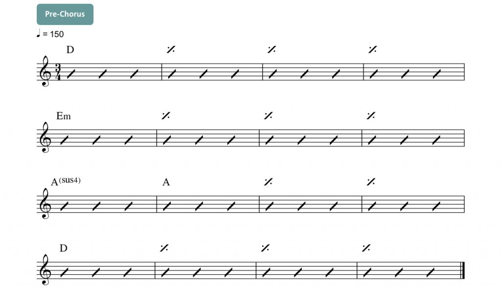 Figure 5 - Chord progression for the Pre-Chorus of "Happy Xmas (War Is Over)".